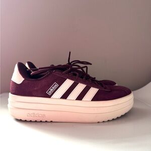 Adidas VL Court Bold Women’s Burgundy Suede Platform Sneakers 6.5